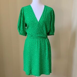 A New Day Green Polka Dot Wrap Mini Dress
